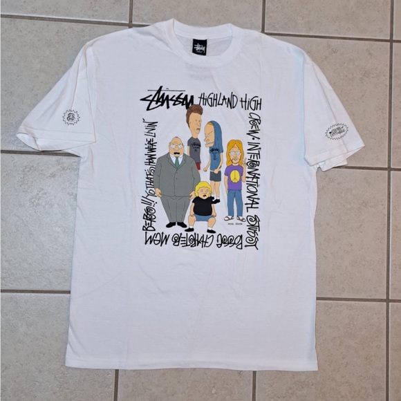 Stussy x Beavis and Butthead Short Sleeve T-Shirt- Men's size LARGE